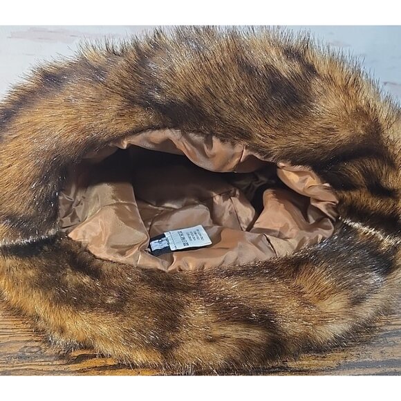 Dennis Basso Faux Fur Hat Roll Up or Down Brown Mink Style Women's Small/Medium - Picture 9 of 10